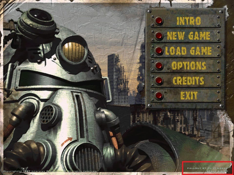 Fallout Et Tu - menu główne