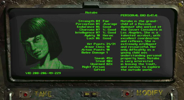 Tworzenie postaci w Fallout 1