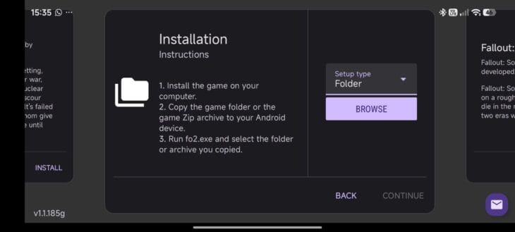 Wybierz opcję instalacji z folderu