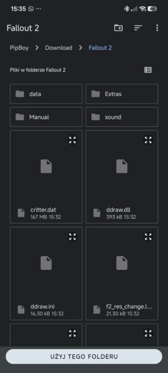 Zlokalizuj folder i wybierz go