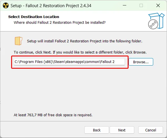 Restoration Project Updated - wybór folderu
